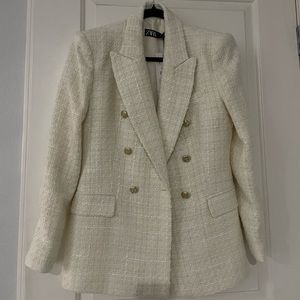 Zara cream tweed style blazer